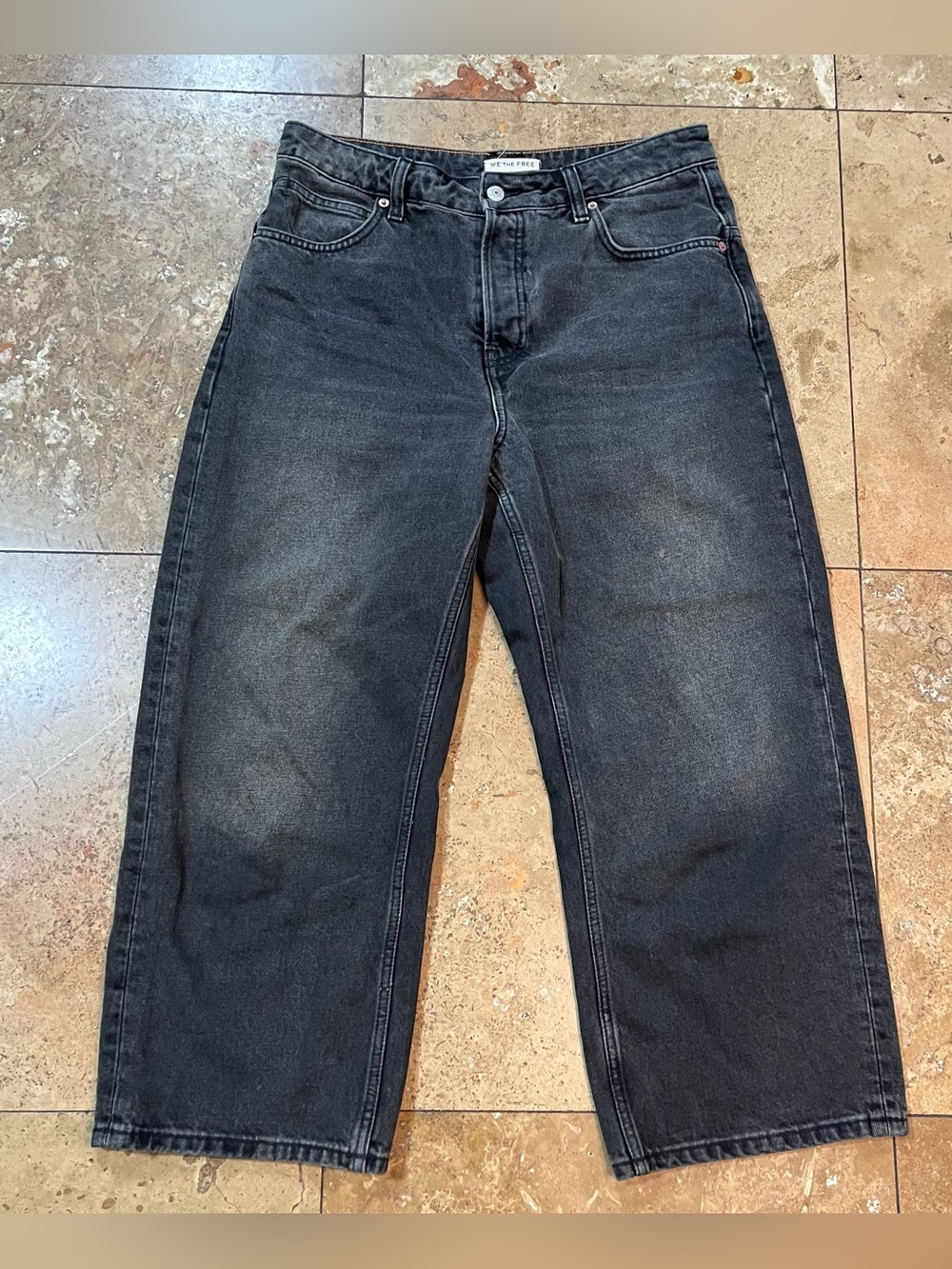 Free People We The Free Women’s Mid Rise Dark Wash Barrel Jeans Size 28